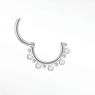 Cartilage hoop earrings in 14k white gold with a graduated lab diamond crown. Crown your daith or septum this radiant