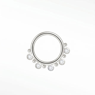 Cartilage hoop earrings in 14k white gold with a graduated lab diamond crown. Crown your daith or septum this radiant