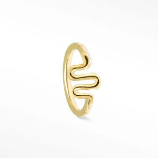 Gold-toned cartilage hoop earring with sleek openwork and flowing lines in snake 14k yellow gold bold body jewelry
