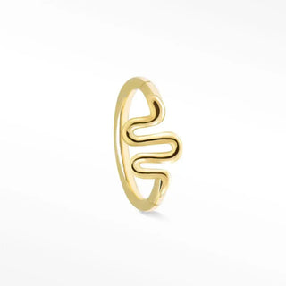 Gold-toned cartilage hoop earring with sleek openwork and flowing lines in snake 14k yellow gold bold body jewelry
