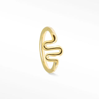 Gold-toned 14k gold cartilage hoop earrings with a sleek wavy wire design perfect for cartilage hoop use