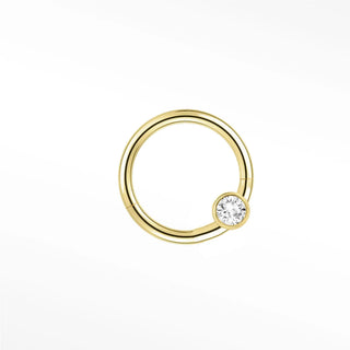 Cartilage hoop earrings by nina wynn featuring a brilliant lab-grown diamond in 14k yellow gold bezel setting.