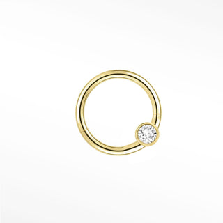 Cartilage hoop earrings by nina wynn featuring a brilliant lab-grown diamond in 14k yellow gold bezel setting.