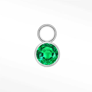 Charm Bezel Med Emerald 14K White