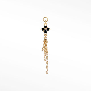 Charm Black Diamond Clover 14K Yellow