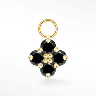 Charm Clover Med Black Diamond 14K Yellow