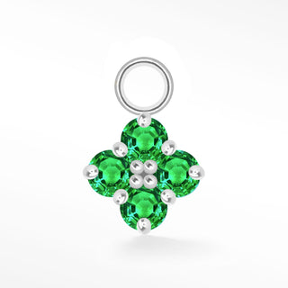 Charm Clover Med Emerald 14K White