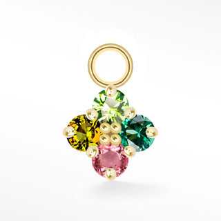 Charm Clover Med Multi Tourmaline 14K Yellow