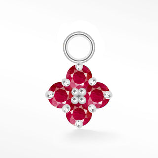 Charm Clover Med Ruby 14K White
