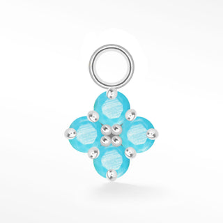 Charm Clover Med Turquoise 14K White