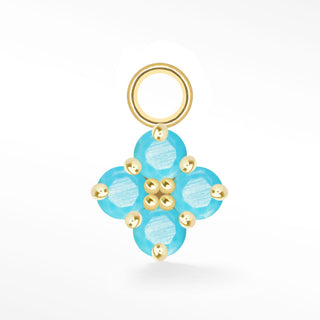 Charm Clover Med Turquoise 14K Yellow