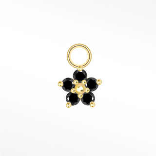 Charm Daisy Med Black Diamond 14K White