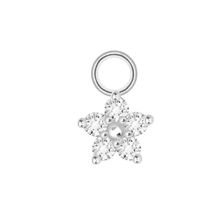Flower med diamond 14k white gold mini charm - single