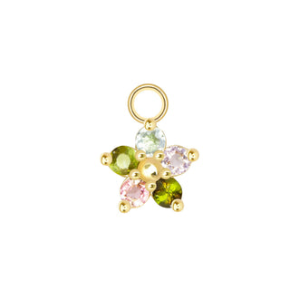 Charm Daisy Med Multi Tourmaline 14K Yellow