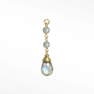 Charm Labradorite Raindrop + 2 14K Yellow