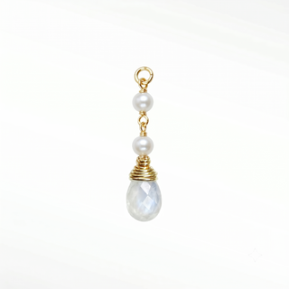 Charm Moonstone Raindrop + 2 14K Yellow