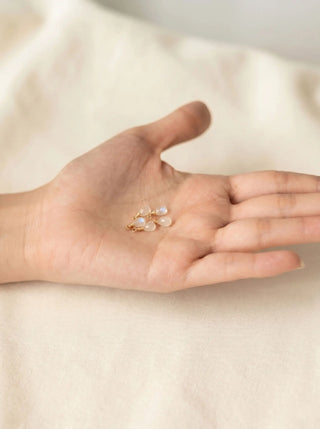 Ear charm crafted in solid 14k gold featuring a stunning faceted moonstone briolette. Upgrade your curation instantly