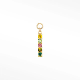 Charm multi tourmaline bar 14k yellow