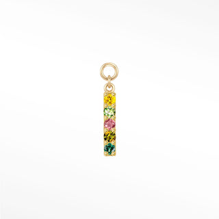 Charm multi tourmaline bar 14k yellow