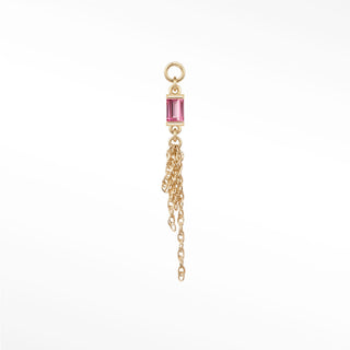 Charm Pink Tourmaline Baguette 14K Yellow