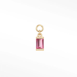Charm pink tourmaline baguette 14k yellow