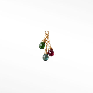 Charm multi tourmaline rain drop dance 14k yellow