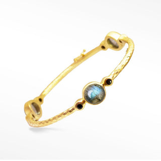 Chloe Labradorite Gold Vermeil Hinged Bangle - Nina Wynn