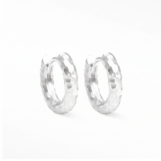 Chunky Hoop Earrings - Hammered 22mm in 925 sterling silver, product view