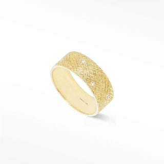 Explore the luxurious bianca diamond cigar band ring in 14k gold. Perfect for special occasions and everyday elegance.