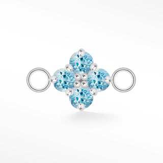 Nina Wynn Clover connector with Genuine aquamarine set in 925 sterling silver and side jump rings.