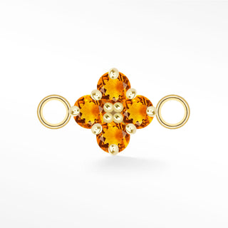 Nina Wynn Clover connector with Genuine citrine set in solid 14k yellow gold and side jump rings.
