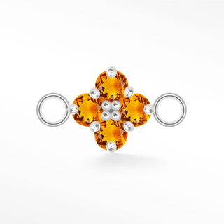Nina Wynn Clover connector with Genuine citrine set in 925 sterling silver and side jump rings.