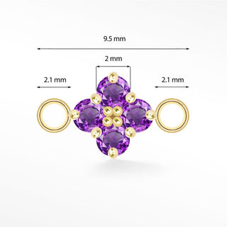 Clover Medium Natural Gemstone 14k Yellow Gold Connectors for Permanent Jewelry [product_metal] [product_color]  - Nina Wynn Designs 