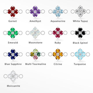 Clover Medium Natural Gemstone Silver Connectors for Permanent Jewelry - Nina Wynn