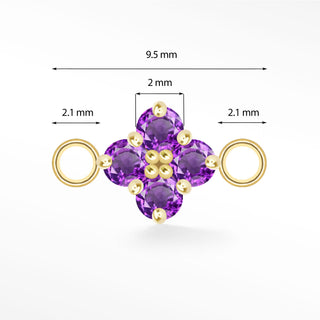 Clover Amethyst Permanent Jewelry Connector | 14K Yellow Gold
