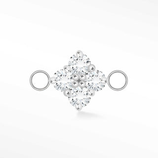 Nina Wynn Clover connector with moissanite set in 925 sterling silver and side jump rings.