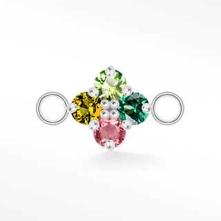Nina Wynn Clover connector with Genuine multicolor tourmaline set in 925 sterling silver and side jump rings.