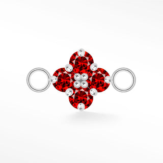 Nina Wynn Clover connector with Genuine red garnet set in 925 sterling silver and side jump rings.