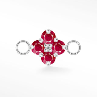 Nina Wynn Clover connector with Genuine ruby set in 925 sterling silver and side jump rings.