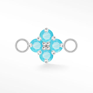 Nina Wynn Clover connector with Genuine turquoise set in 925 sterling silver and side jump rings.