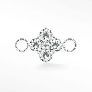 Nina Wynn Clover connector with Genuine white topaz set in 925 sterling silver and side jump rings.