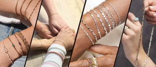 A collection of delicate and bold gold-toned chain bracelets, featuring various link styles including oval, box, and curb designs.