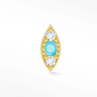Gold-toned evil eye earrings with central turquoise stone and diamonds in 14k yellow from wynning studs collection