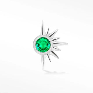 Emerald flat back earring demi star 14k white - 14k gold
