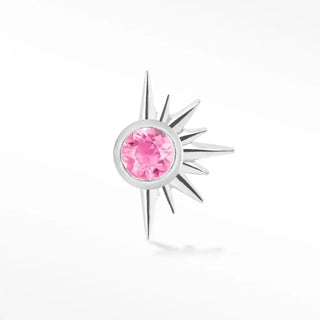Tourmaline flat back earring demi star 14k white - 14k gold / pink