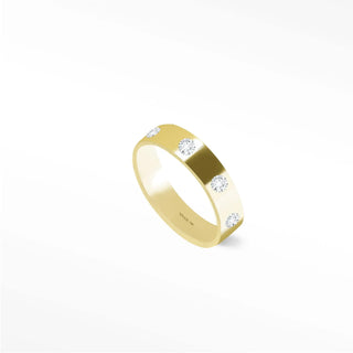 Discover the cigar band ring adorned with diamond details in 14k gold a perfect blend of elegance and style