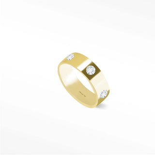 Diamond Cigar Band Ring | 14K Yellow