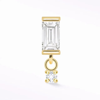 Diamond flat back earring baguette 14k yellow - 14k gold