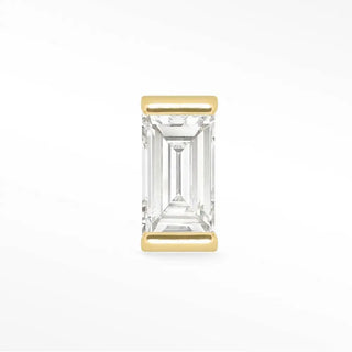 Diamond flat back earring baguette 14k yellow - 14k gold