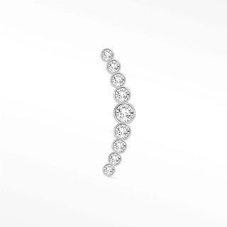 Diamond flat back earring croissant med 14k white - 14k gold